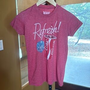 True Vintage Enjoy Coke Coca Cola Refresh! Enjoy! Red Cap Sleeve Tee Size Small